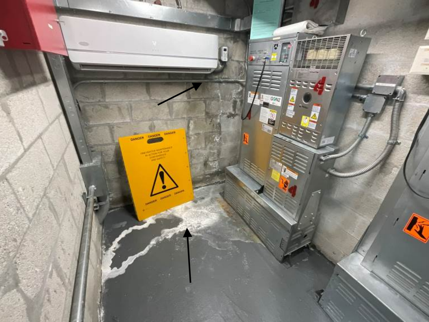 Leaking within elevator machine room