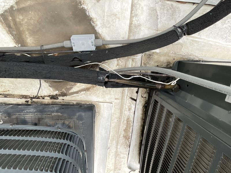 Deteriorated insulation at the refrigerant line sets